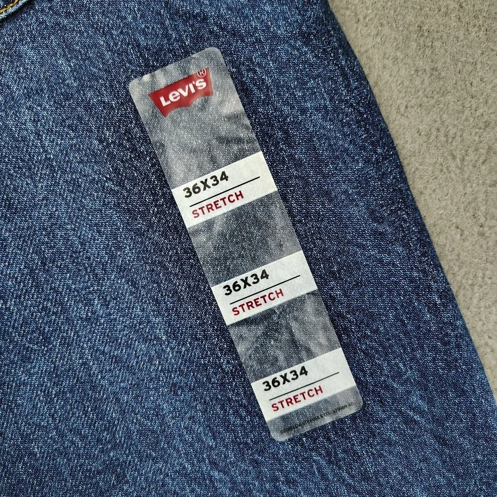 Levis Premium 502 Big E Men 36x34 Blue Dark Wash Taper Leg Stretch Classic NWT